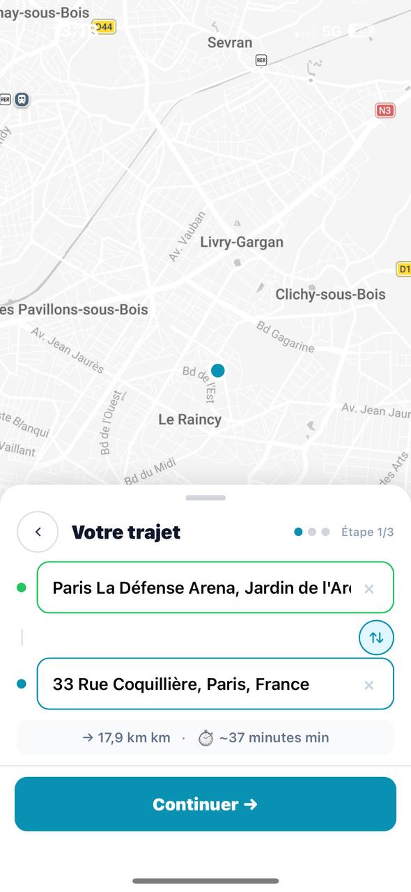 Entrez vos adresses